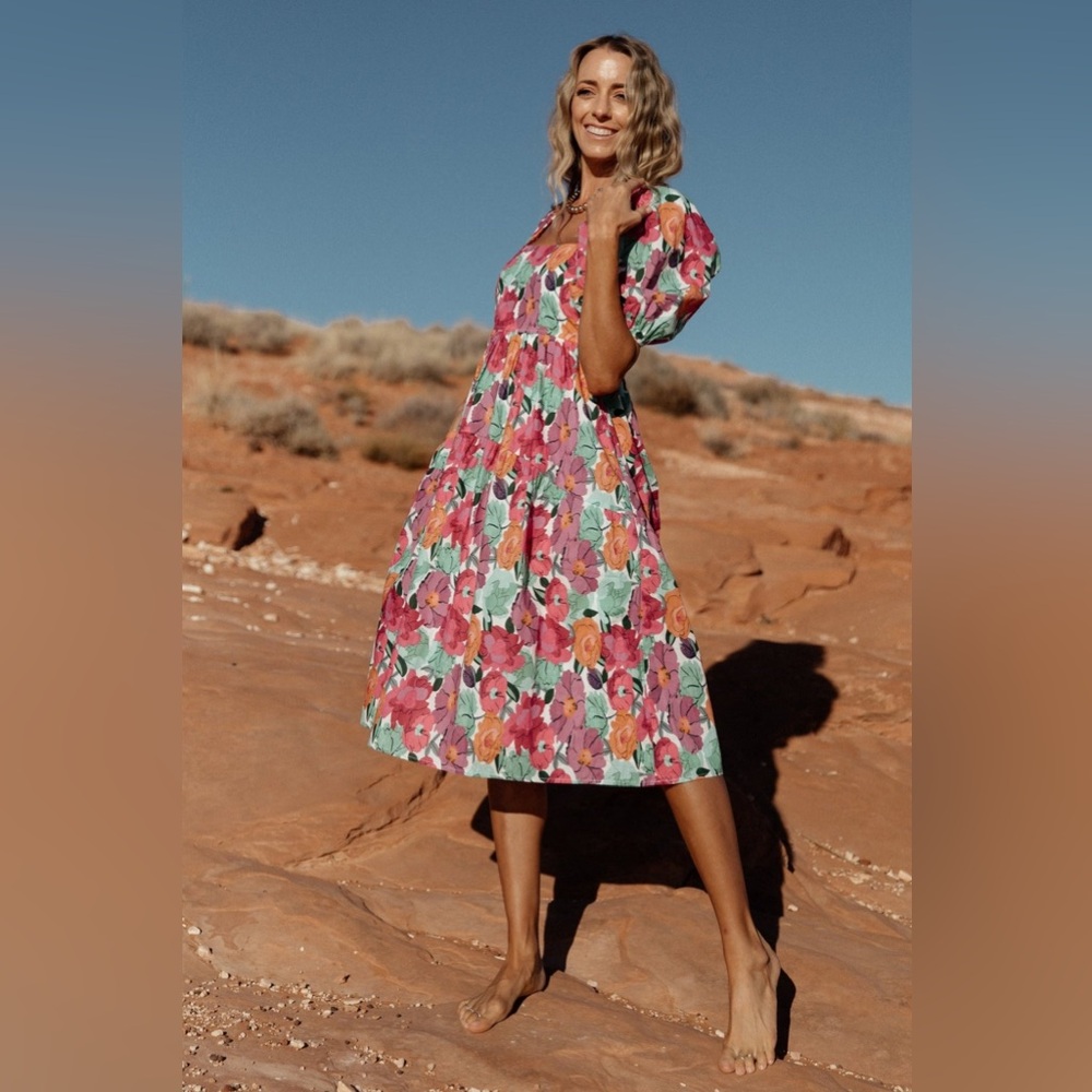 Baltic Born Aimee Puff Sleeve Midi Dress - Picture 2 of 11